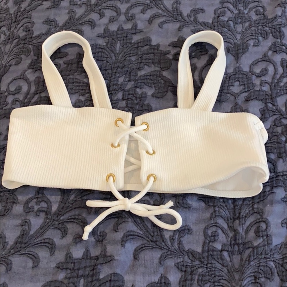 White tie ups bikini top